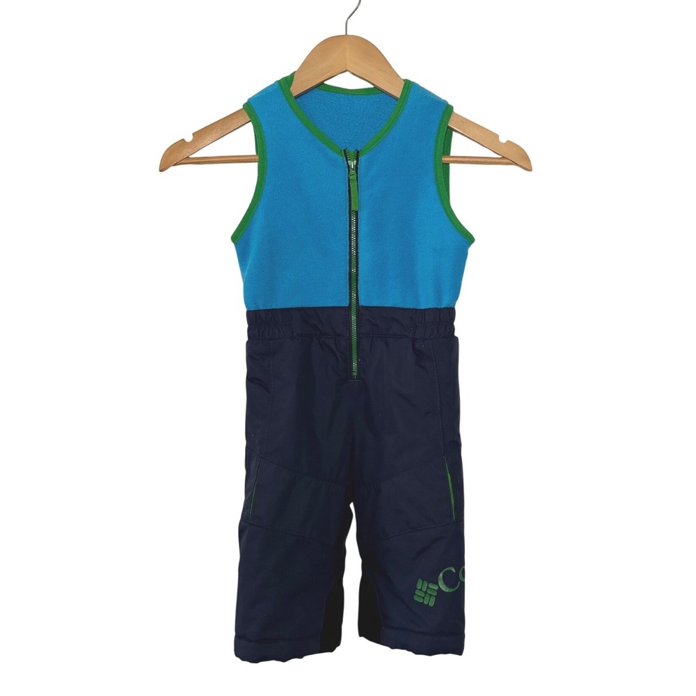 Columbia‎ Kids Snow Bibs Blue Fleece Navy Nylon Winter Overalls 18 Months